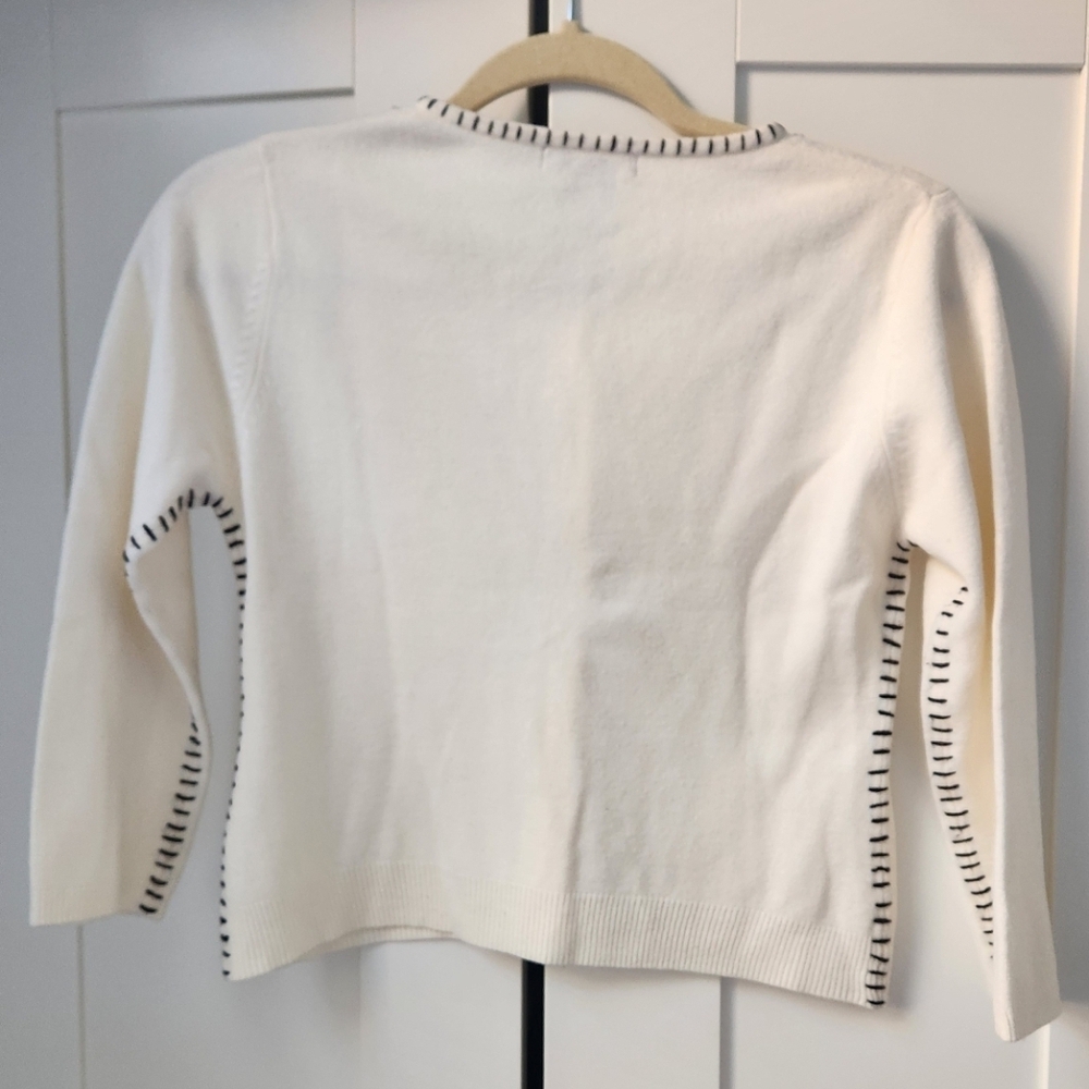 Beaded Cream Cardigan Sweater - Picture 2 of 6